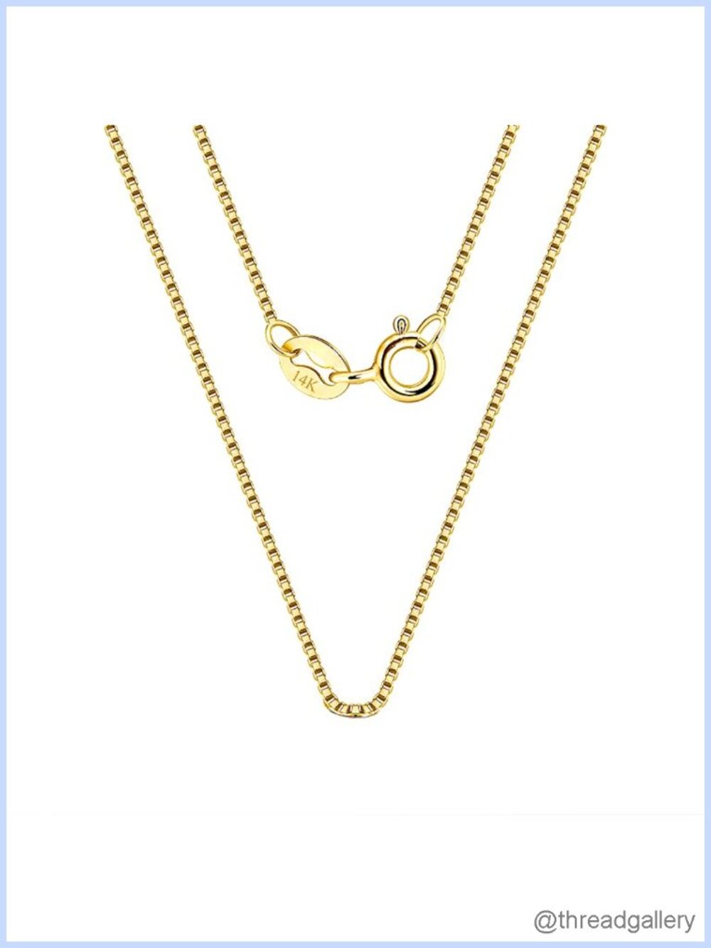 14K Solid Yellow Gold Box Chain Necklace 0.6mm 16-30in Minimalist
